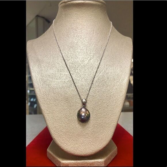 Honora blue/gray Pearl Pendant Necklace Sterling Silver 925 - Picture 6 of 6